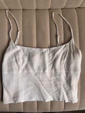 Aritzia Wilfred White Cropped Spaghetti Strap Tank